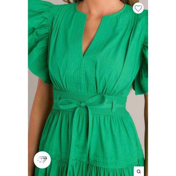 Strut&bolt PURE ENCHANTMENT GREEN 100% COTTON MIDI DRESS - Picture 5 of 14